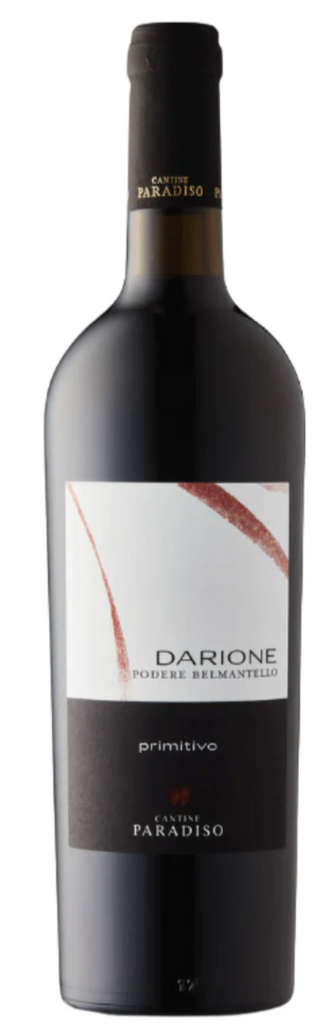 Voorkant van fles Cantine Paradiso Darione Primitivo Puglia IGP 2018 rode wijn
