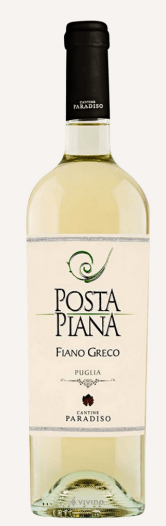 Voorkant van fles Cantine Paradiso Posta Piana Fiano Greco Puglia IGP 2024 witte wijn