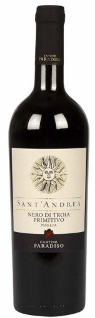 Voorkant van fles Cantine Paradiso Sant'Andrea Nero di Troia Primitivo Puglia IGP 2021 rode wijn