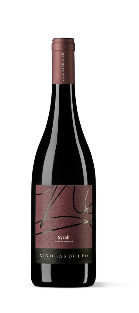 Voorkant fles van Nino Gandolfo Syrah Sicilië IGP 2022 rode wijn
